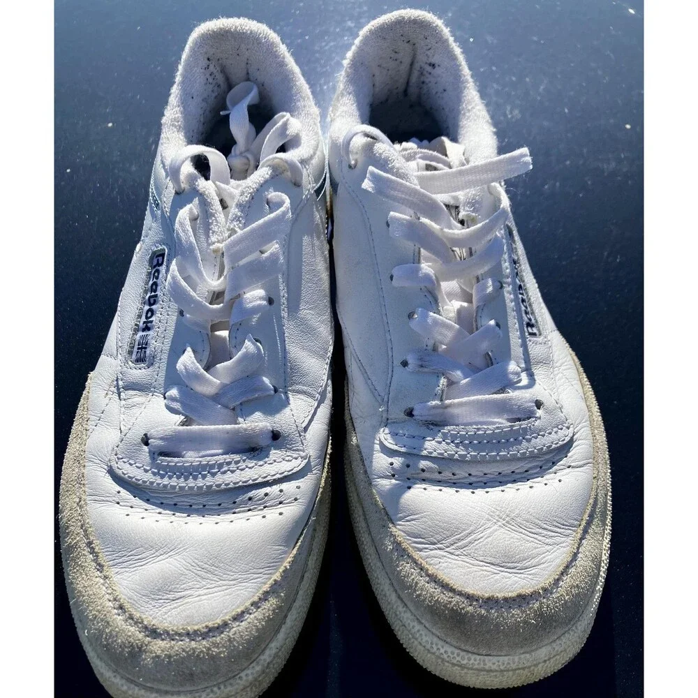Reebok White Leather Shoes Mens 8.5 Classic Lace Up Low Top Casual Sneakers